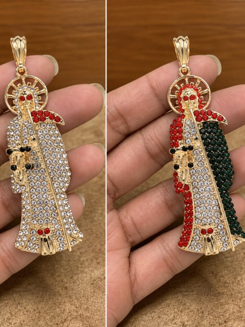 3" The Grim Reaper Pendant - Iced Bling Dije de La Santa Muerte